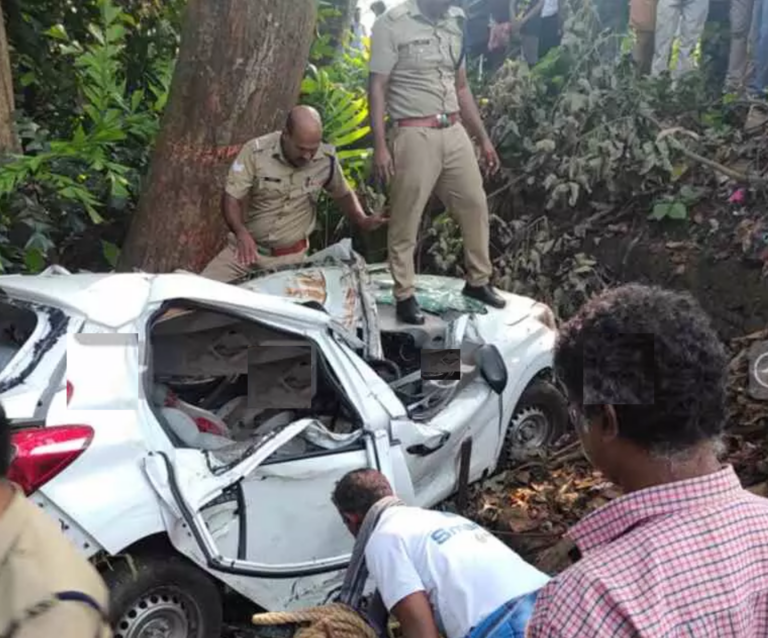 കോളജ് വിദ്യാര്‍ഥികള്‍ സഞ്ചരിച്ച കാര്‍ മറിഞ്ഞ് ഒരാള്‍ മരിച്ചു; മൂന്നു പേര്‍ക്ക് പരിക്കേറ്റു