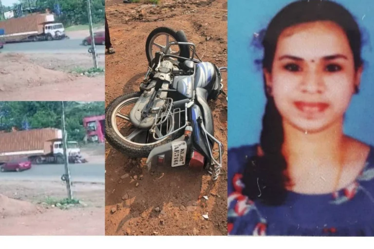മകളെ സ്കുളിലേക്ക് കൊണ്ടുപോകുന്നതിനിടെ ബൈക്കില്‍ ലോറിയിടിച്ച്‌ അച്ഛനും മകളും മരിച്ചു