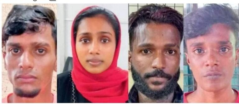 വയോധികയെ ആക്രമിച്ച് മാല പൊട്ടിച്ച് കടന്നുകളഞ്ഞ കേസിൽ യുവതിയുൾപ്പെടെ നാലു പേര്‍ പിടിയിൽ