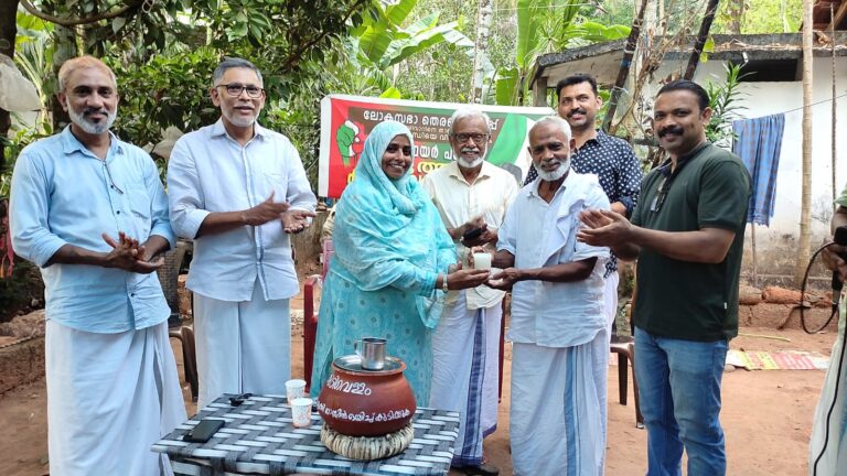 കൊടുംചൂടില്‍ ദാഹമകറ്റാം:, എയര്‍പോര്‍ട്ട് റോഡില്‍ സൗജന്യ മോര് വെള്ളം വിതരണവുമായി പി.കെ കുഞ്ഞിരായിന്‍ ഹാജി